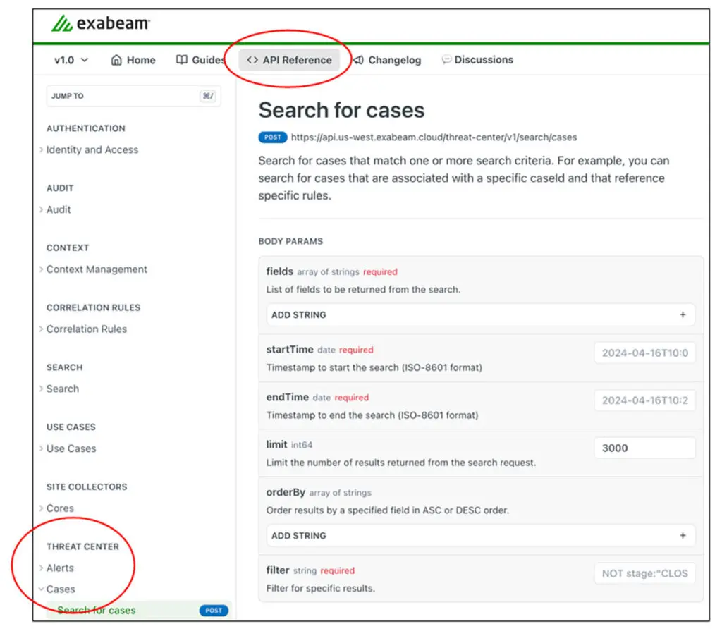API resource available in Exabeam developers portal.