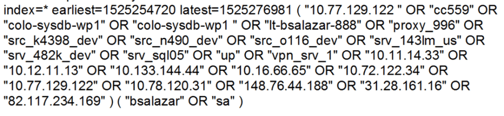 A timeline Splunk query