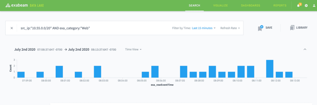 Figure 2: Type in a query “…” to find out users’ web activity in the office network.