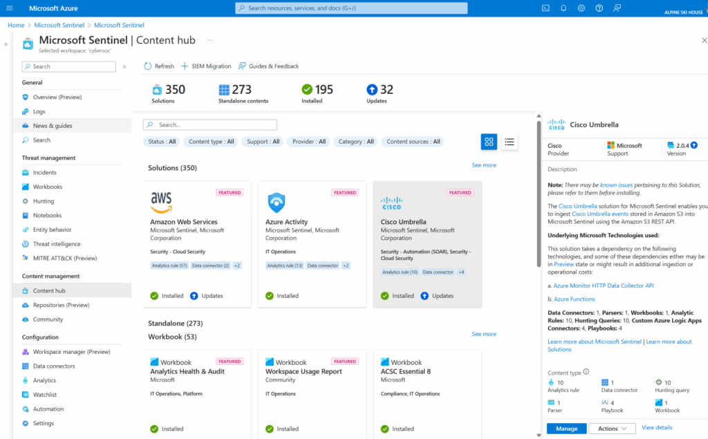 Microsoft Sentinel dashboard