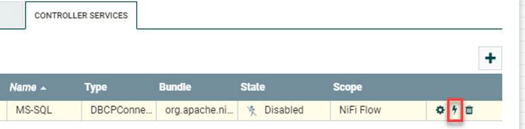 Figure 10: Click the lightning bolt to enable the service.
