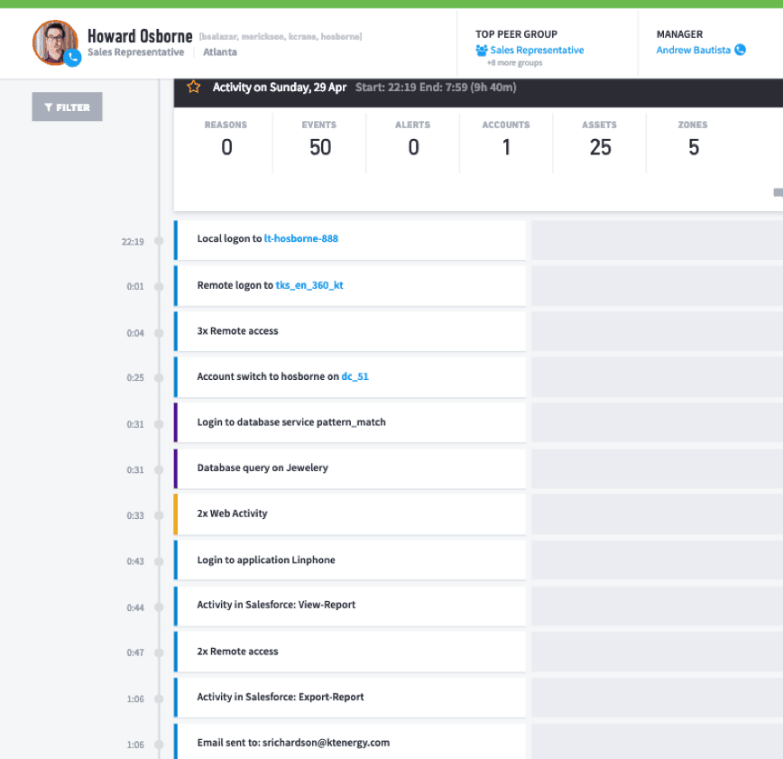 Figure 4: A user session in Advanced Analytics revealing application events.