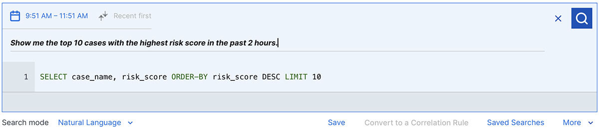 Figure 5. Analysts describe what they need to find, which helps reduce reliance on complex query writing.