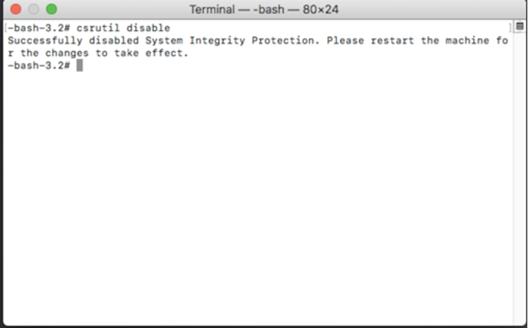 Mac OS: csrutil disable