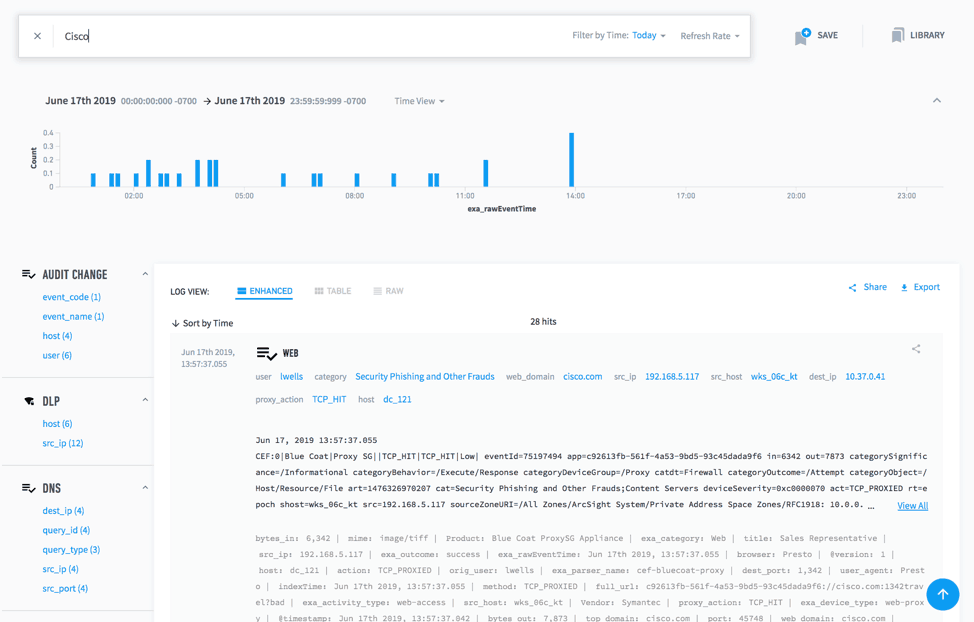 Figure 5: Submit a broad query then narrow the results to filter logs for any of the new fields that should have a parser.