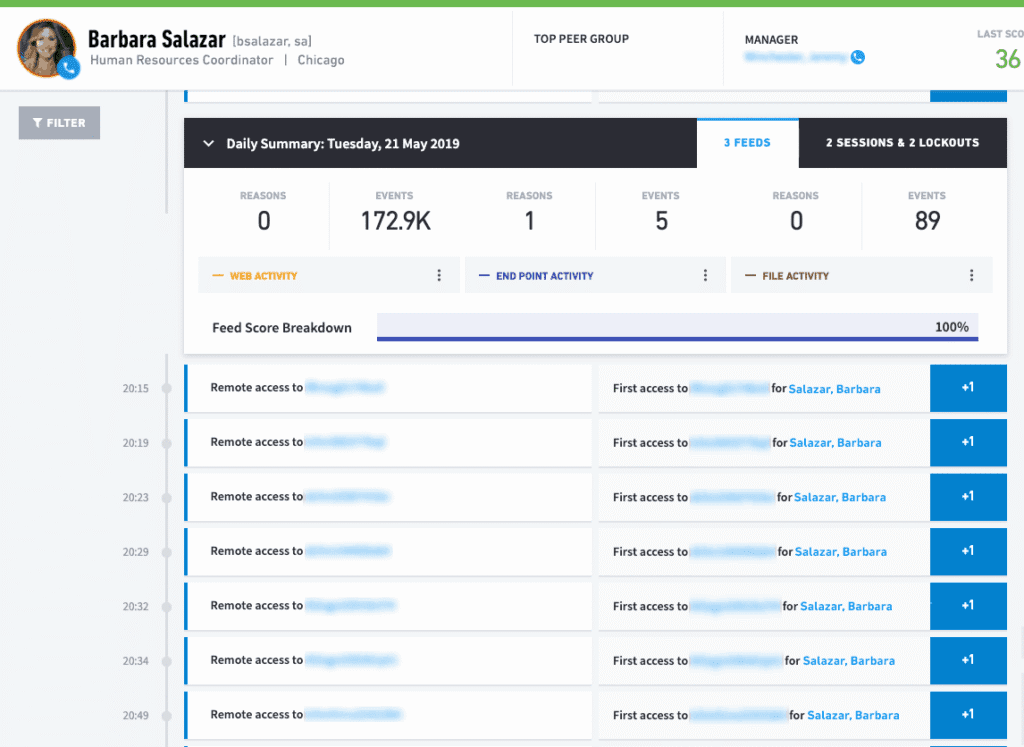 Figure 7: All the information for the security event triggered by the user is presented in detail.