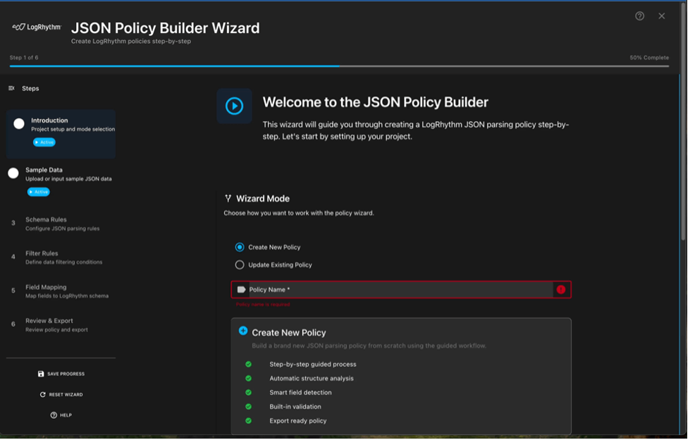 Figure 3. The new JSON Policy Builder uses a simple, step-by-step wizard to help administrators create properly formatted policy files without writing any code, making API automation faster and more accessible.