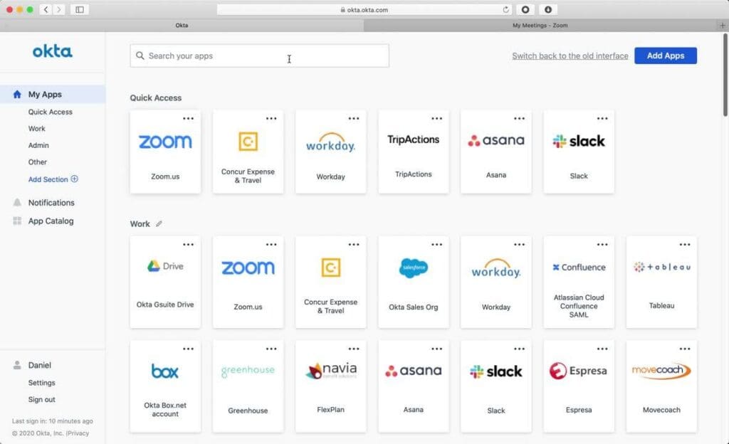 Okta Dashboard
