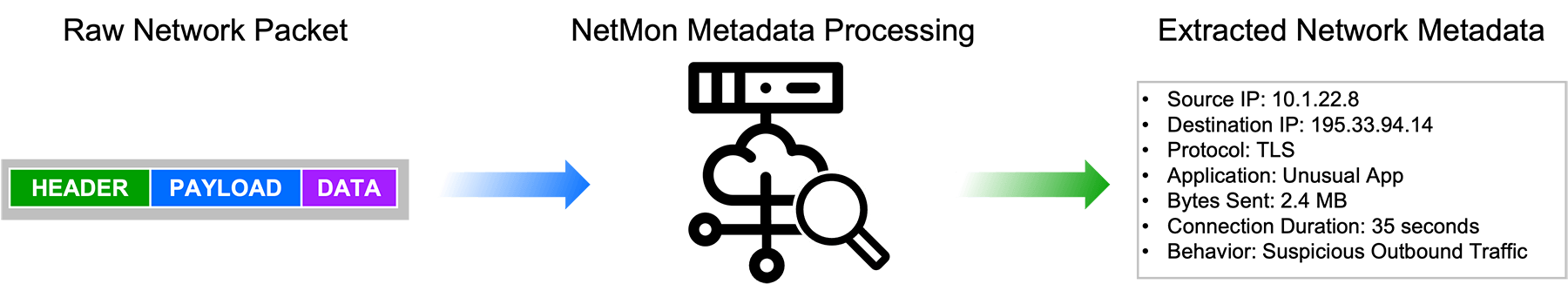 Search across packet and flow data to surface what you need faster. Rebuild email attachments for malware analysis and monitor for data movement that could indicate risk.